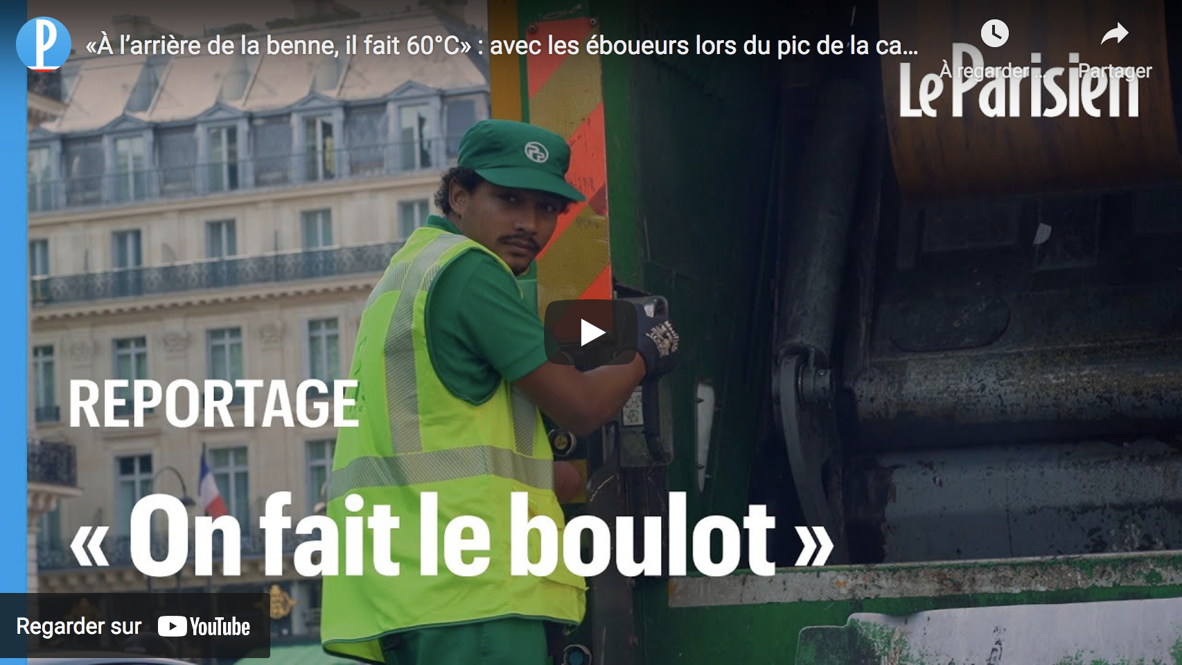 « À l’arrière de la benne, il fait 60°C » : avec les éboueurs lors du pic de la canicule à Paris (REPORTAGE)
