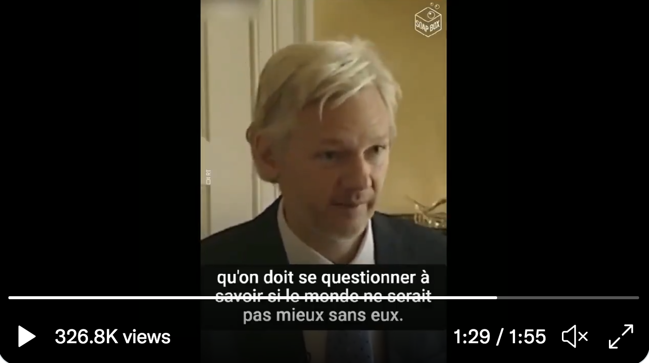 Julian Assange : “Si nous avions un bon environnement médiatique, nous aurions un environnement pacifique » (VIDÉO)