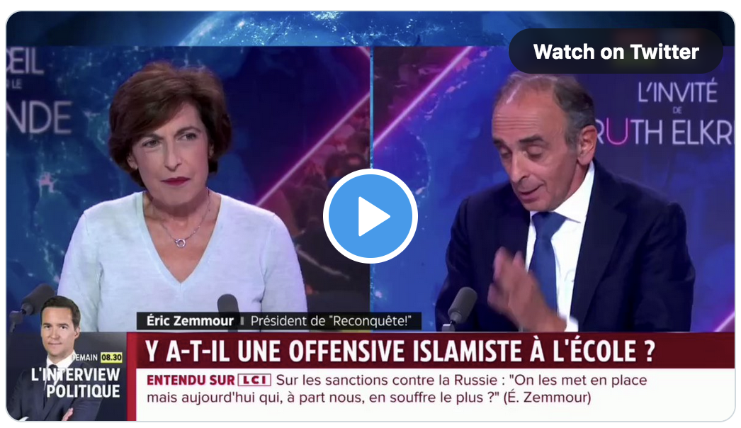 Éric Zemmour à propos des compromissions de la gauche face à l’islamisme : “On ne peut pas être Mahomet à Paris et Voltaire à Téhéran” (VIDÉO)