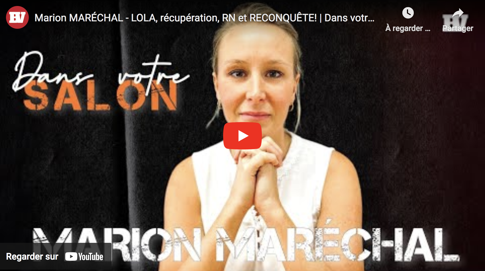 Lola, récupération, RN et Reconquête! : Entretien avec Marion Maréchal (VIDÉO)