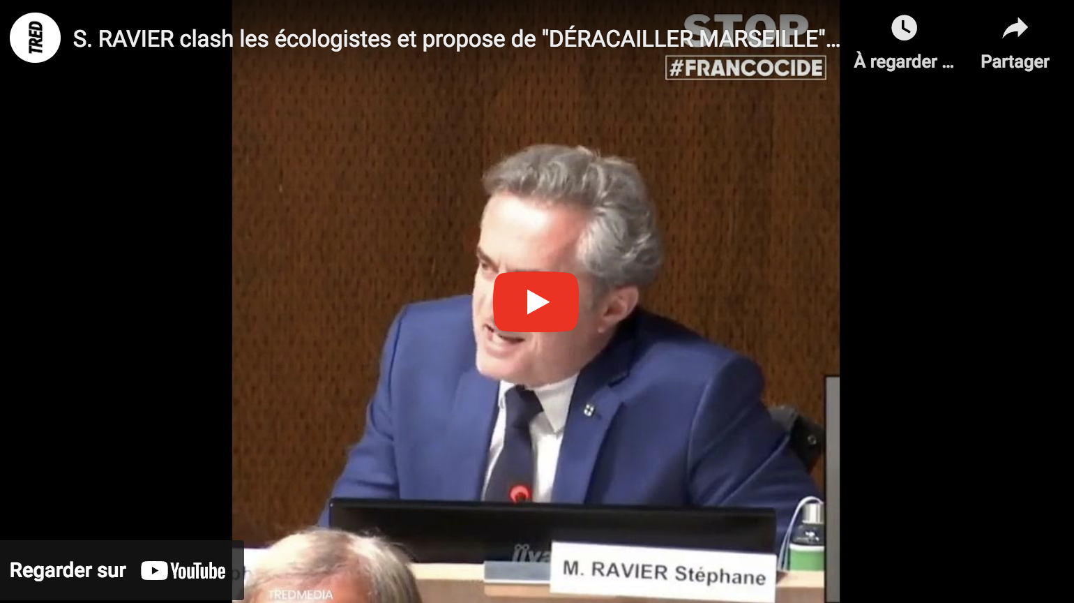 Stéphane Ravier s’en prend aux écologistes et propose de “déracailler Marseille”, il se fait couper le micro (VIDÉO)