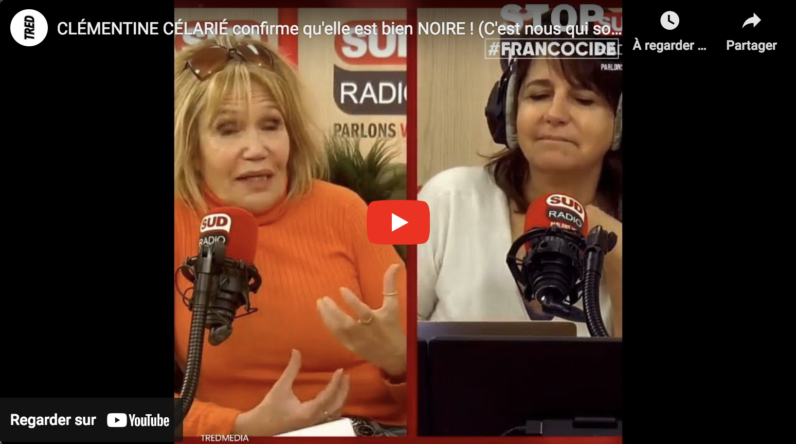 L’actrice blanche Clémentine Célarié explique à la télévision qu’en fait, elle est noire… (VIDÉO)