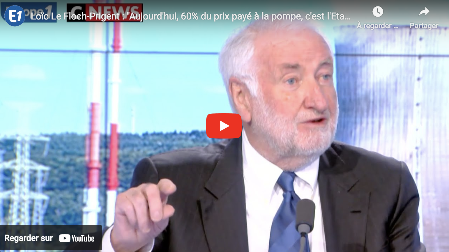 Loïc Le Floch-Prigent : “Aujourd’hui, 60% du prix payé à la pompe, c’est l’État qui le prend !” (VIDÉO)