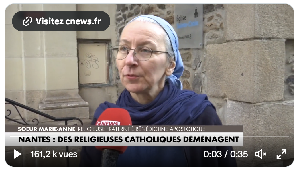Départ de religieuses de Nantes à cause de l’insécurité : SOS Chrétiens d’Occident (VIDÉO)