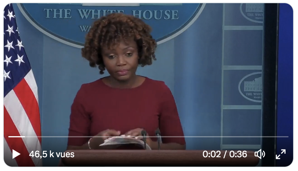Un journaliste coince Karine Jean-Pierre, la porte-parole de la Maison Blanche sur l’absence de sanction envers des oligarques russes associés au fils de Joe Biden (VIDÉO)