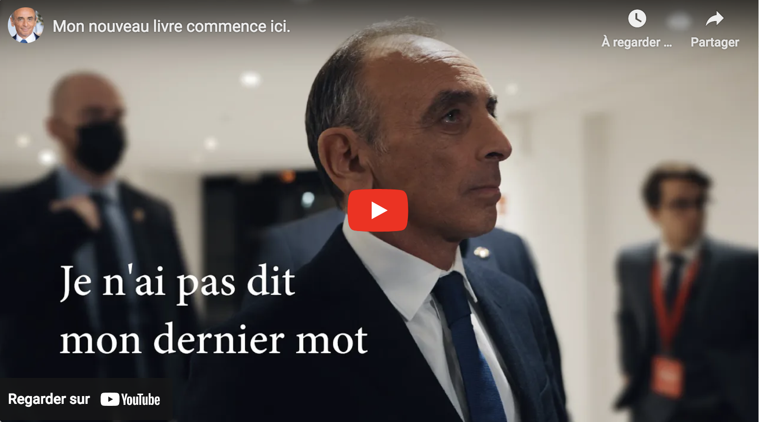 Éric Zemmour : “Mon nouveau livre commence ici…” (VIDÉO)