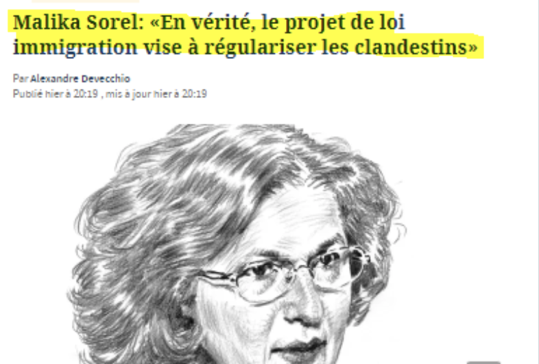 Malika Sorel: « En vérité, le projet de loi immigration vise à régulariser les clandestins »