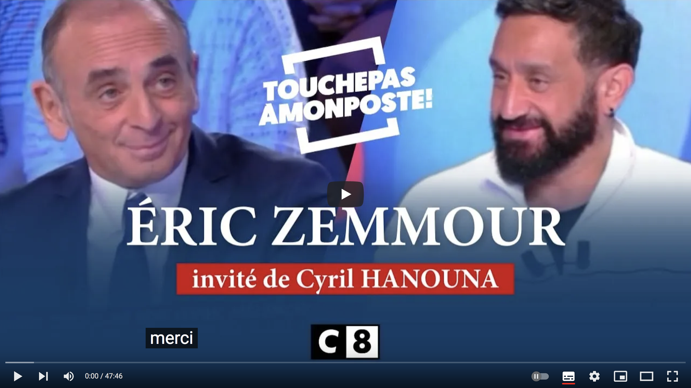 Éric Zemmour face à Cyril Hanouna dans “TPMP” (ENTRETIEN)