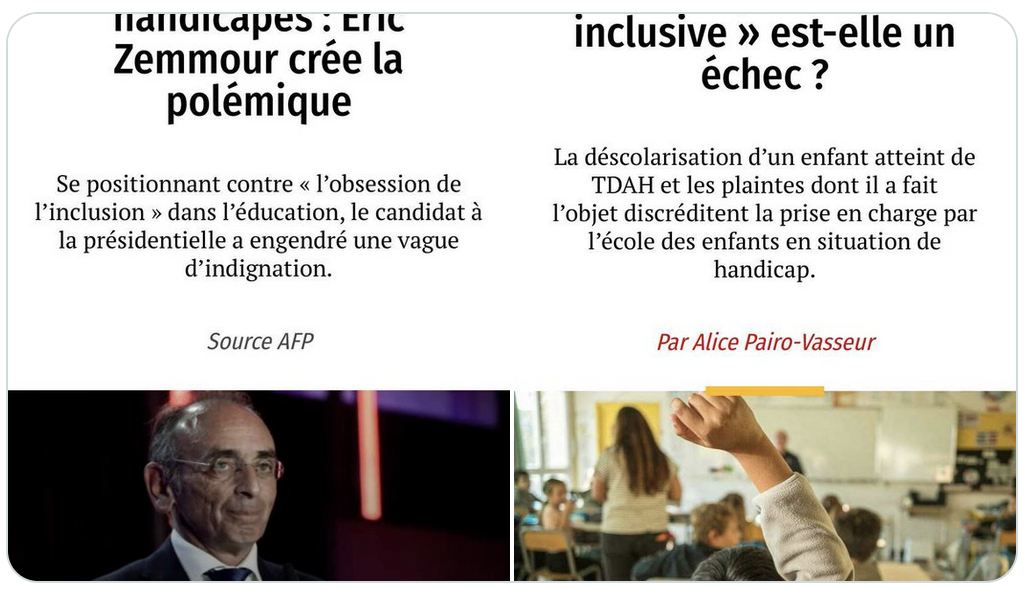 Obsession de l’inclusion à l’école : Éric Zemmour avait encore raison