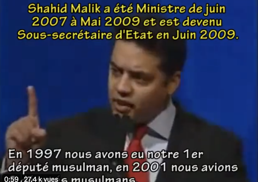 En 2008, Shahid Malik, député musulman (puis ministre) prédisait l’islamisation de la Grande-Bretagne, un parlement majoritairement musulman et un Premier ministre musulman, d’ici 30 ans