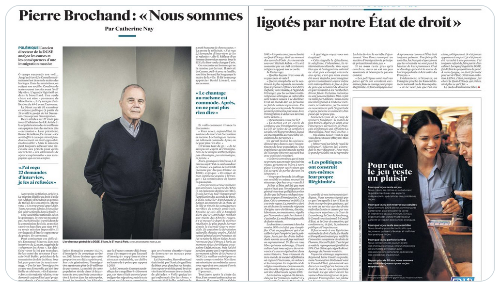 Pierre Brochand à propos de la submersion migratoire arabo-musulmane : « Nous sommes ligotés par l’État de droit » (Le Figaro Magazine)