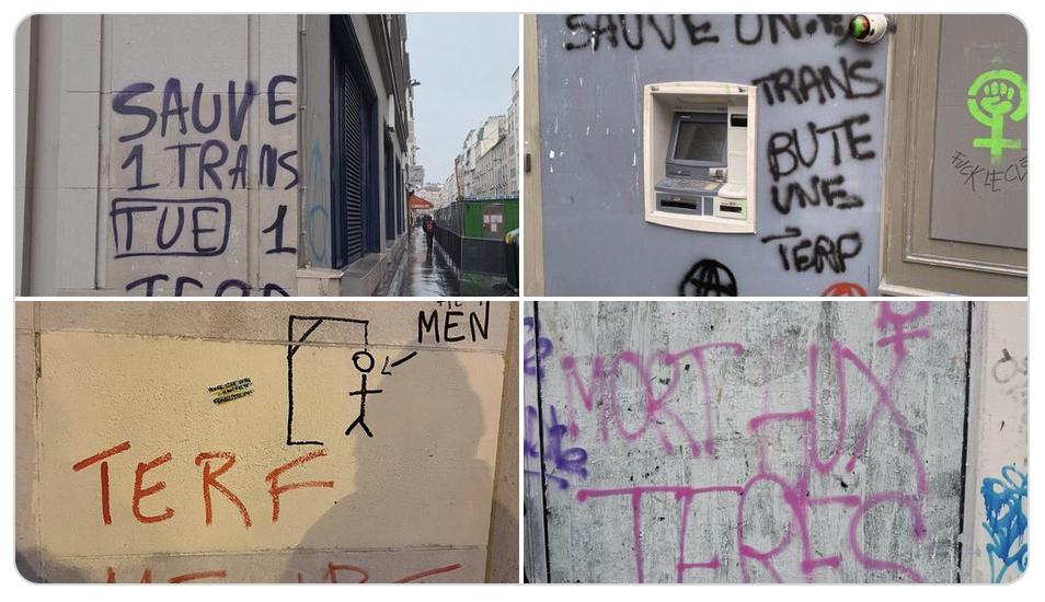 Les femmes qui pensent qu’être une femme est une réalité biologique (les “TERFs”) sont menacées de mort partout dans les rues de Paris… (PHOTOS)