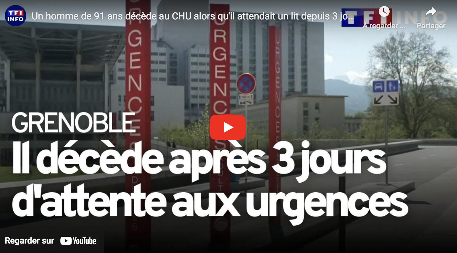 Grenoble : Un homme de 91 ans décède au CHU alors qu’il attendait un lit depuis 3 jours (VIDÉO)