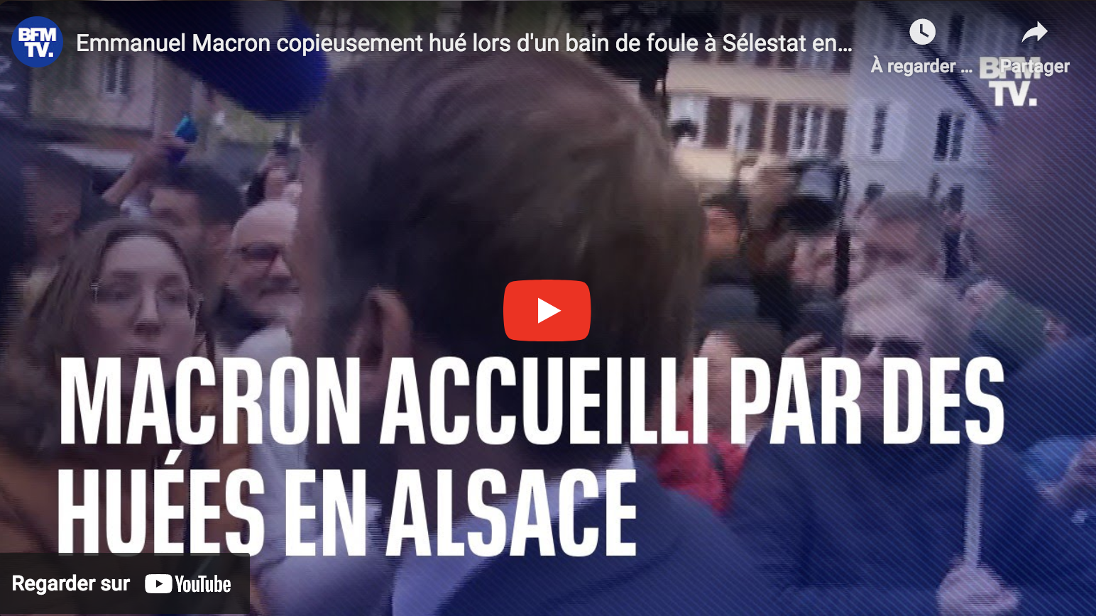 Emmanuel Macron hué à Sélestat en Alsace (VIDÉO)
