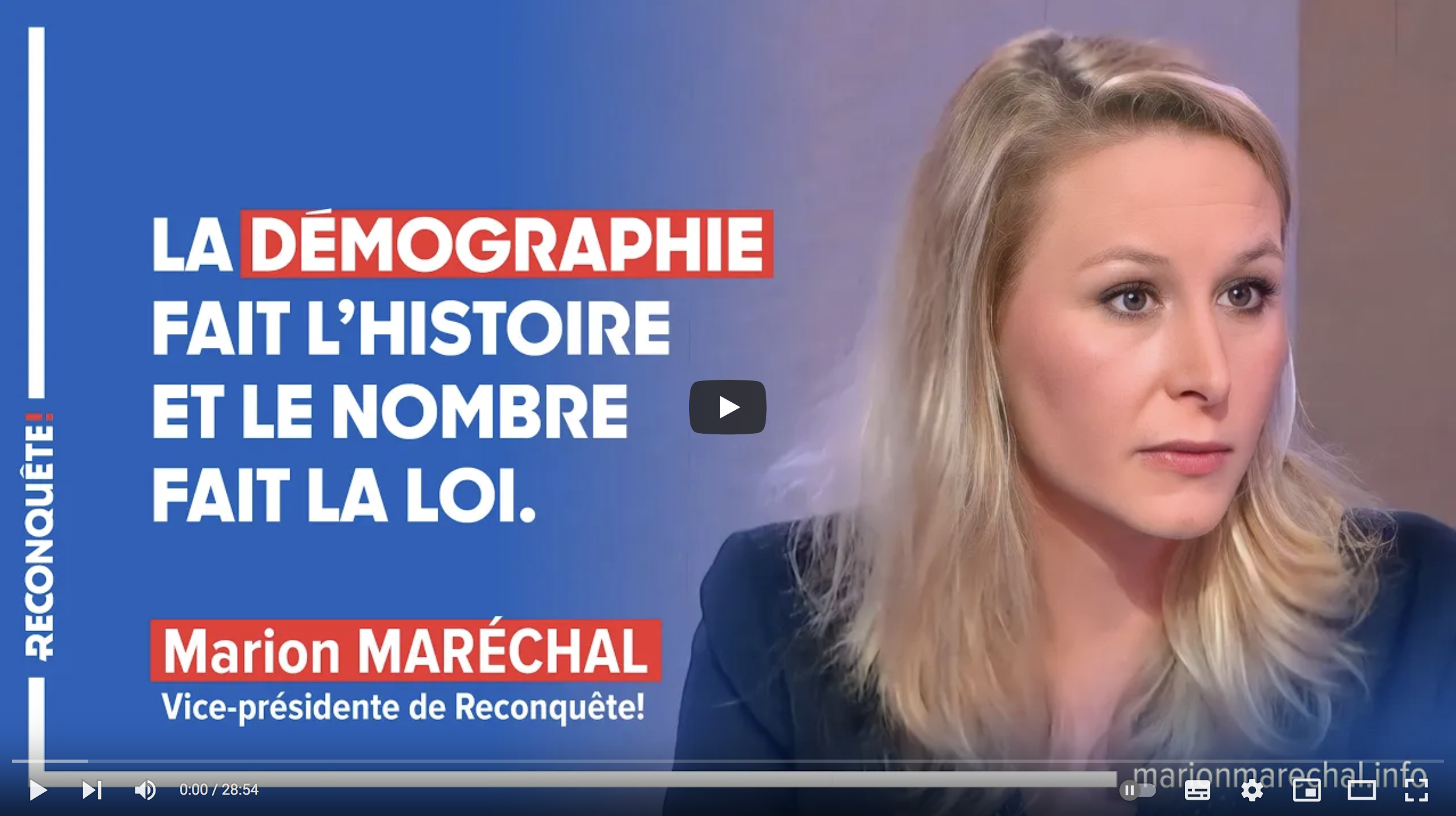 Marion Maréchal : “La démographie fait l’Histoire et le nombre fait la loi” (VIDÉO)